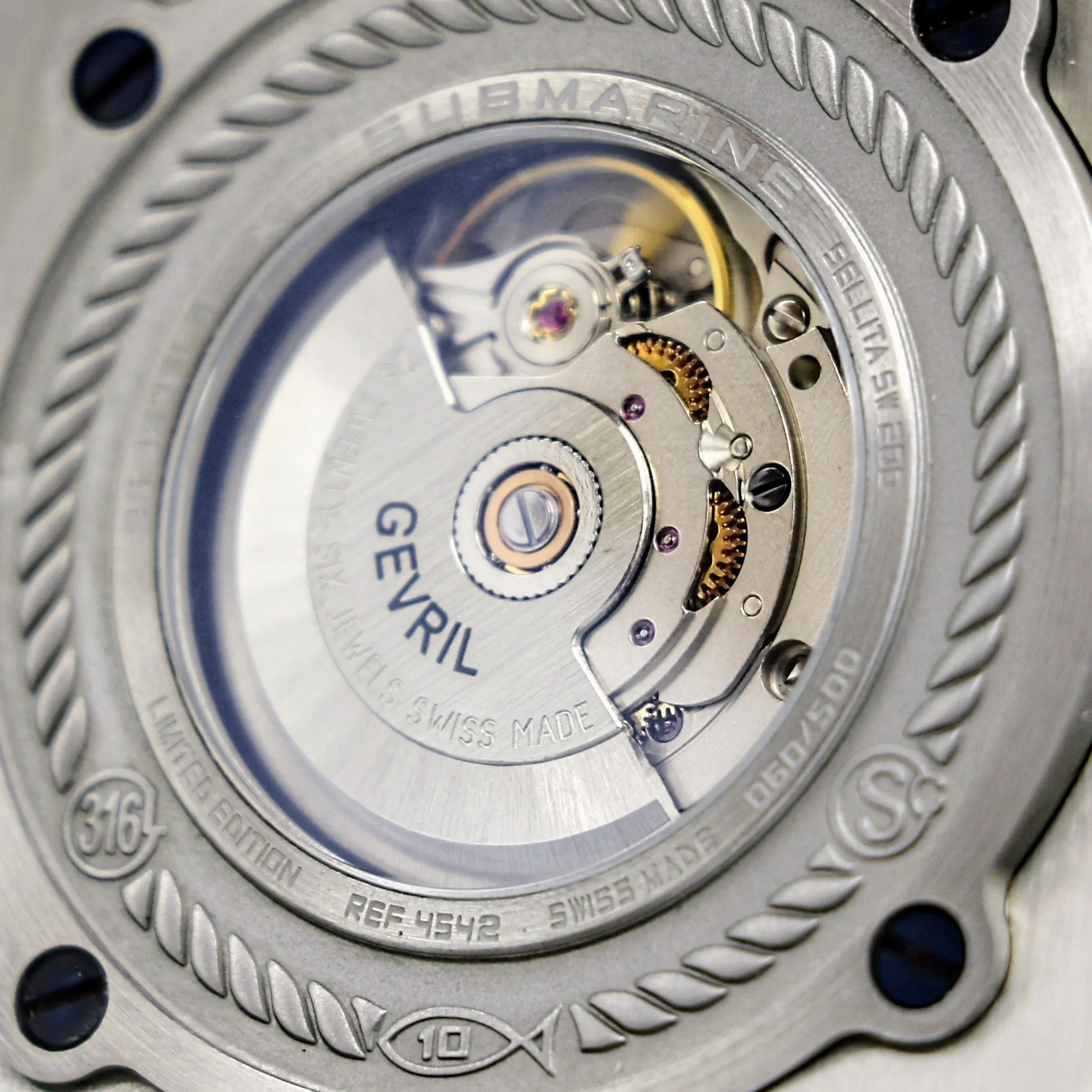 Luxury Gevril Wristwatch GV2 XO Submarine 44 Swiss Automatic Limited-Edition Watch
