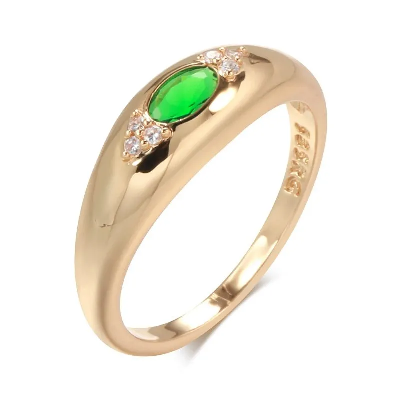 Luxury Natural Green Zircon Ring 585 Rose Gold Women Wedding Jewelry