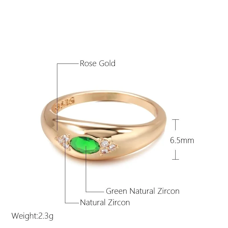 Luxury Natural Green Zircon Ring 585 Rose Gold Women Wedding Jewelry