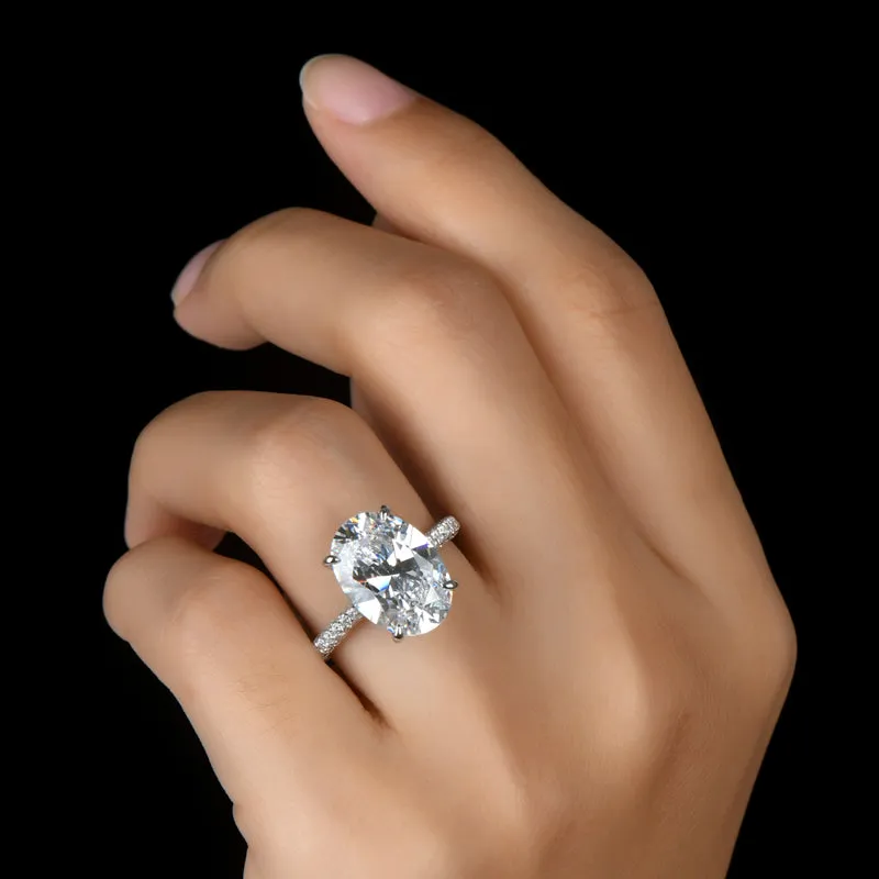Luxury Oval Shaped Created White Diamond Halo Ring
