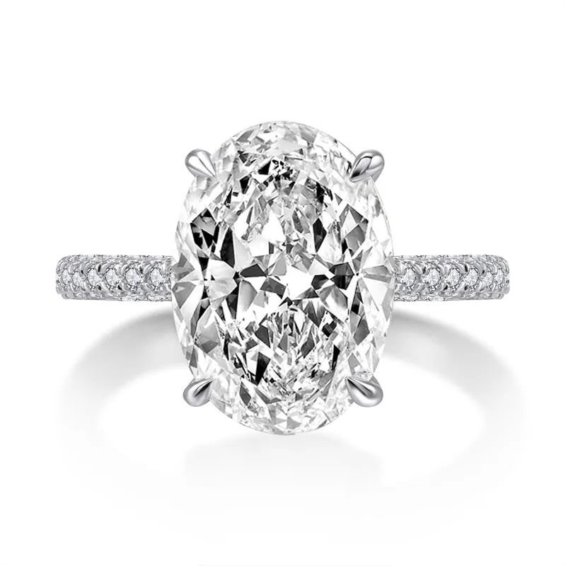Luxury Oval Shaped Created White Diamond Halo Ring