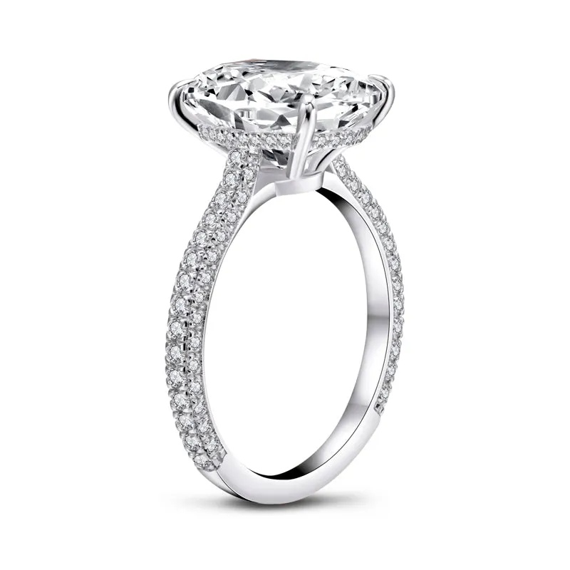 Luxury Oval Shaped Created White Diamond Halo Ring