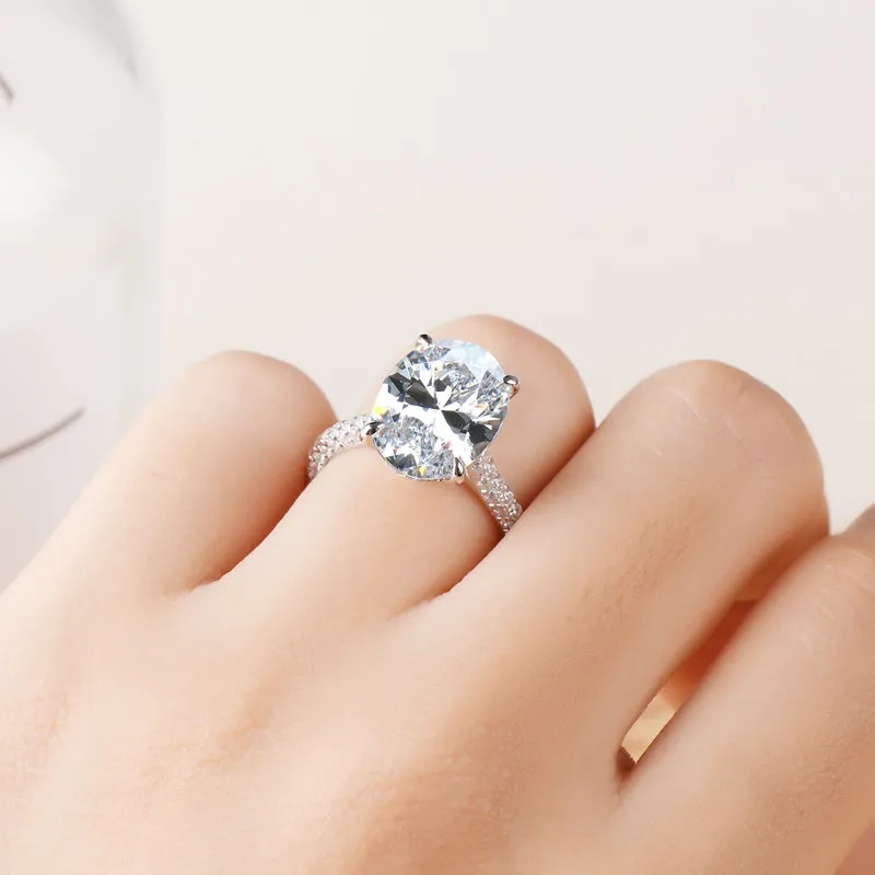 Luxury Oval Shaped Created White Diamond Halo Ring
