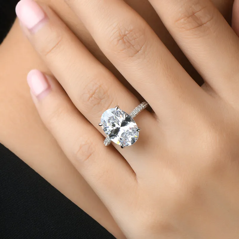 Luxury Oval Shaped Created White Diamond Halo Ring