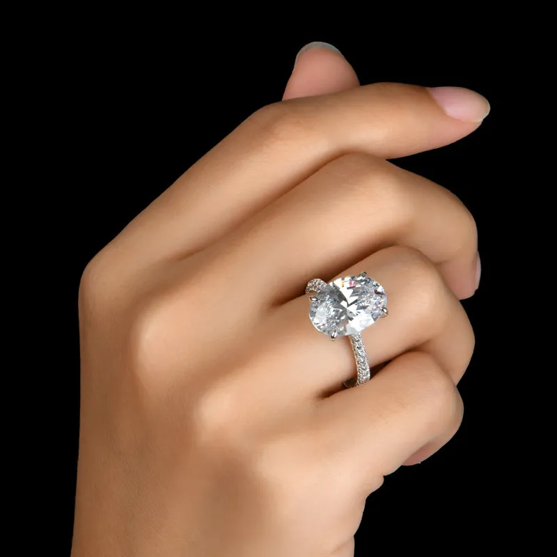 Luxury Oval Shaped Created White Diamond Halo Ring