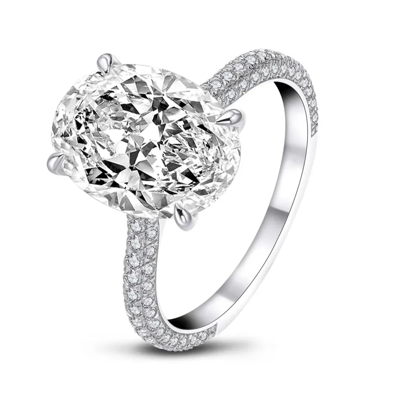 Luxury Oval Shaped Created White Diamond Halo Ring