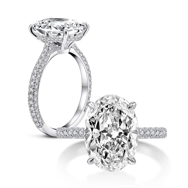 Luxury Oval Shaped Created White Diamond Halo Ring