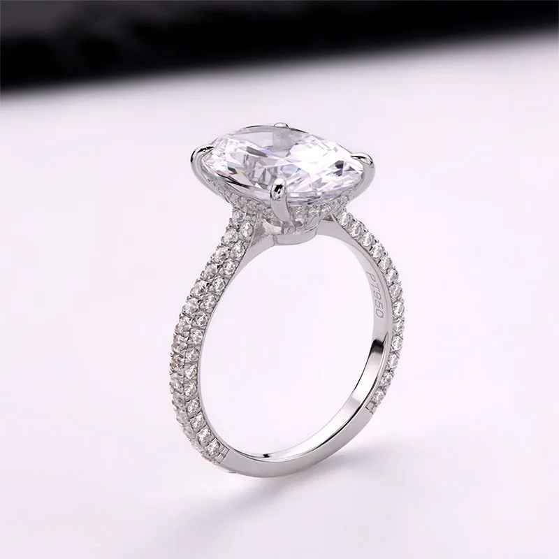 Luxury Oval Shaped Created White Diamond Halo Ring