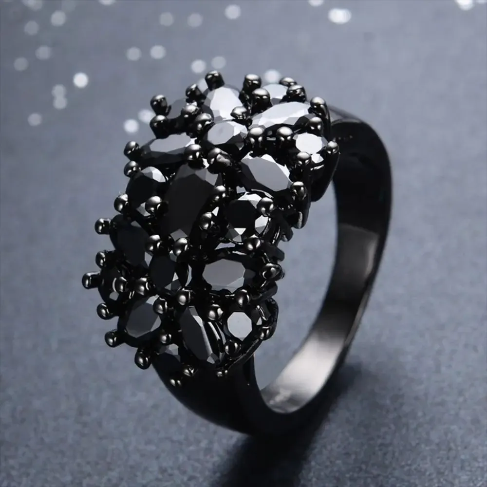 Luxury Rings Unique Female Black Oval Inlaid Cross Border Rings Vintage Big Wedding Rings For Women Men Jewelry Gift Fashion