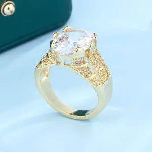 Luxury Super Flash Super Large AAAA Zircon Ring Fashion Gold Men's Ring Anniversary Gift Party Jewelry 18k Gold Ring