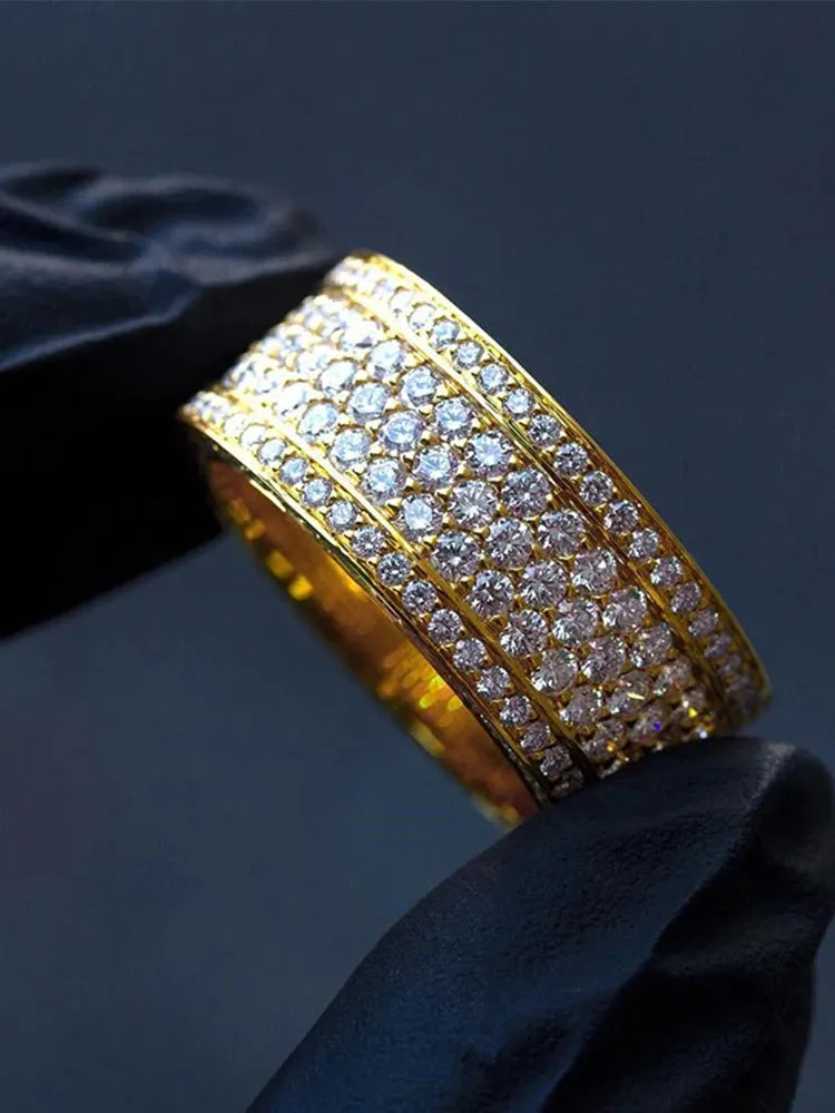 Luxury Wide Promise Rings for Women Pull Paved CZ Sparkling Wedding Bands Rings Silver Color/Gold Color Fashion Jewelry