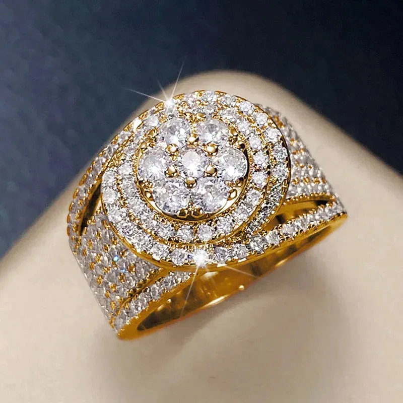 Luxury Wide Promise Rings for Women Pull Paved CZ Sparkling Wedding Bands Rings Silver Color/Gold Color Fashion Jewelry