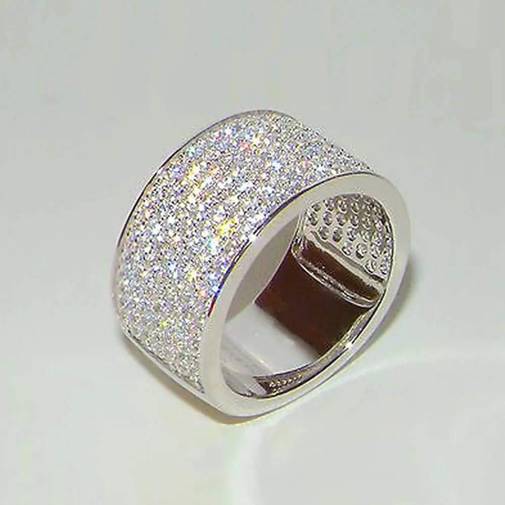Luxury Wide Promise Rings for Women Pull Paved CZ Sparkling Wedding Bands Rings Silver Color/Gold Color Fashion Jewelry