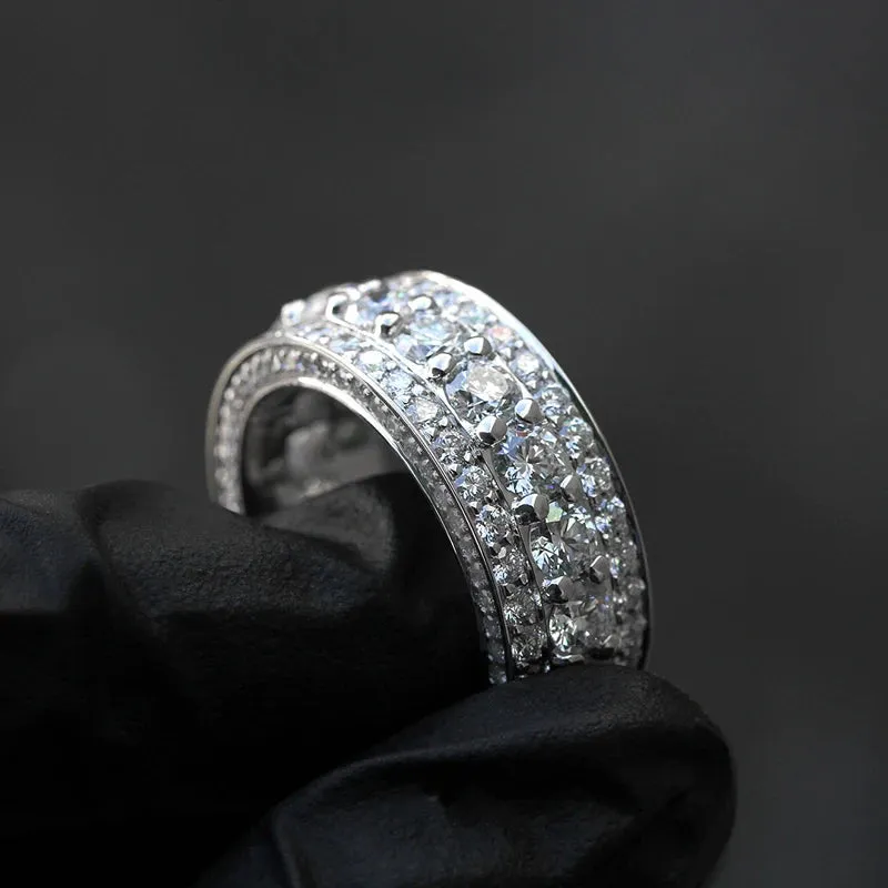 Luxury Wide Promise Rings for Women Pull Paved CZ Sparkling Wedding Bands Rings Silver Color/Gold Color Fashion Jewelry