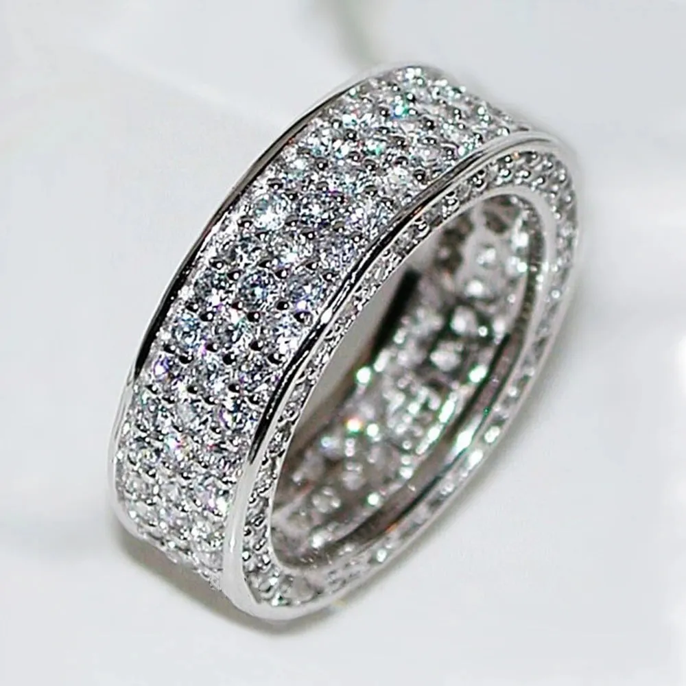 Luxury Wide Promise Rings for Women Pull Paved CZ Sparkling Wedding Bands Rings Silver Color/Gold Color Fashion Jewelry