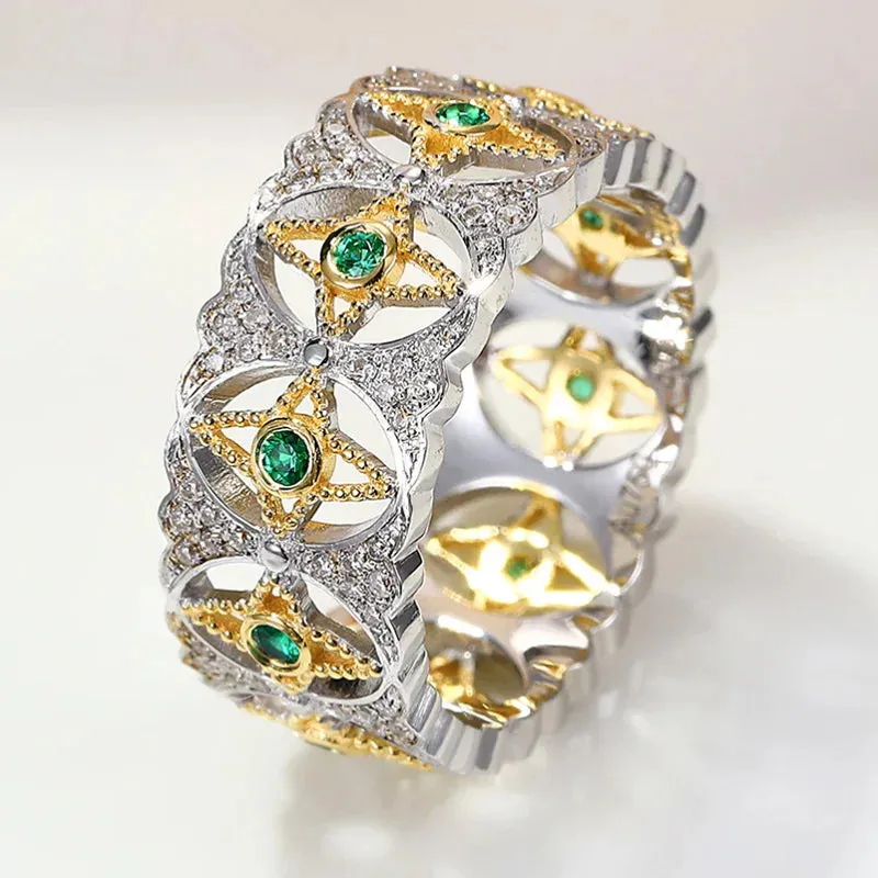 Luxury Wide Promise Rings for Women Pull Paved CZ Sparkling Wedding Bands Rings Silver Color/Gold Color Fashion Jewelry