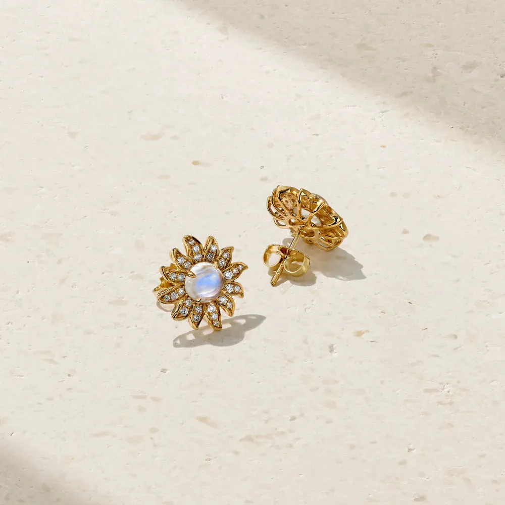 Mark Henry 18k White Gold Solstice Moonstone and Diamond Stud Earrings