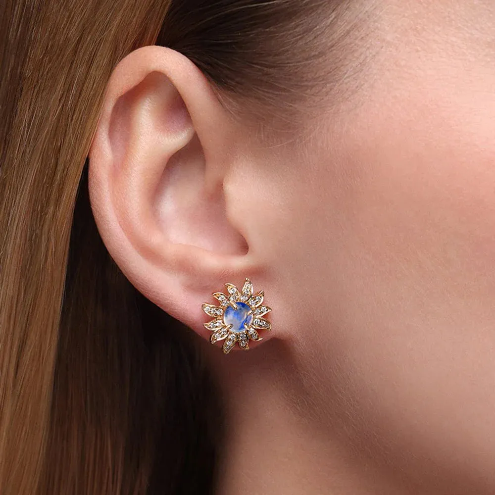 Mark Henry 18k White Gold Solstice Moonstone and Diamond Stud Earrings