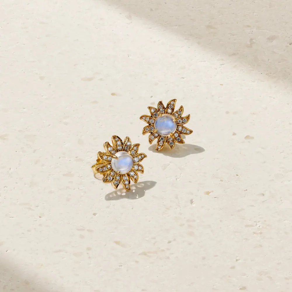 Mark Henry 18k White Gold Solstice Moonstone and Diamond Stud Earrings