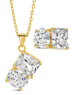 Marla CZ Toi et Moi Necklace and Cocktail Ring Set