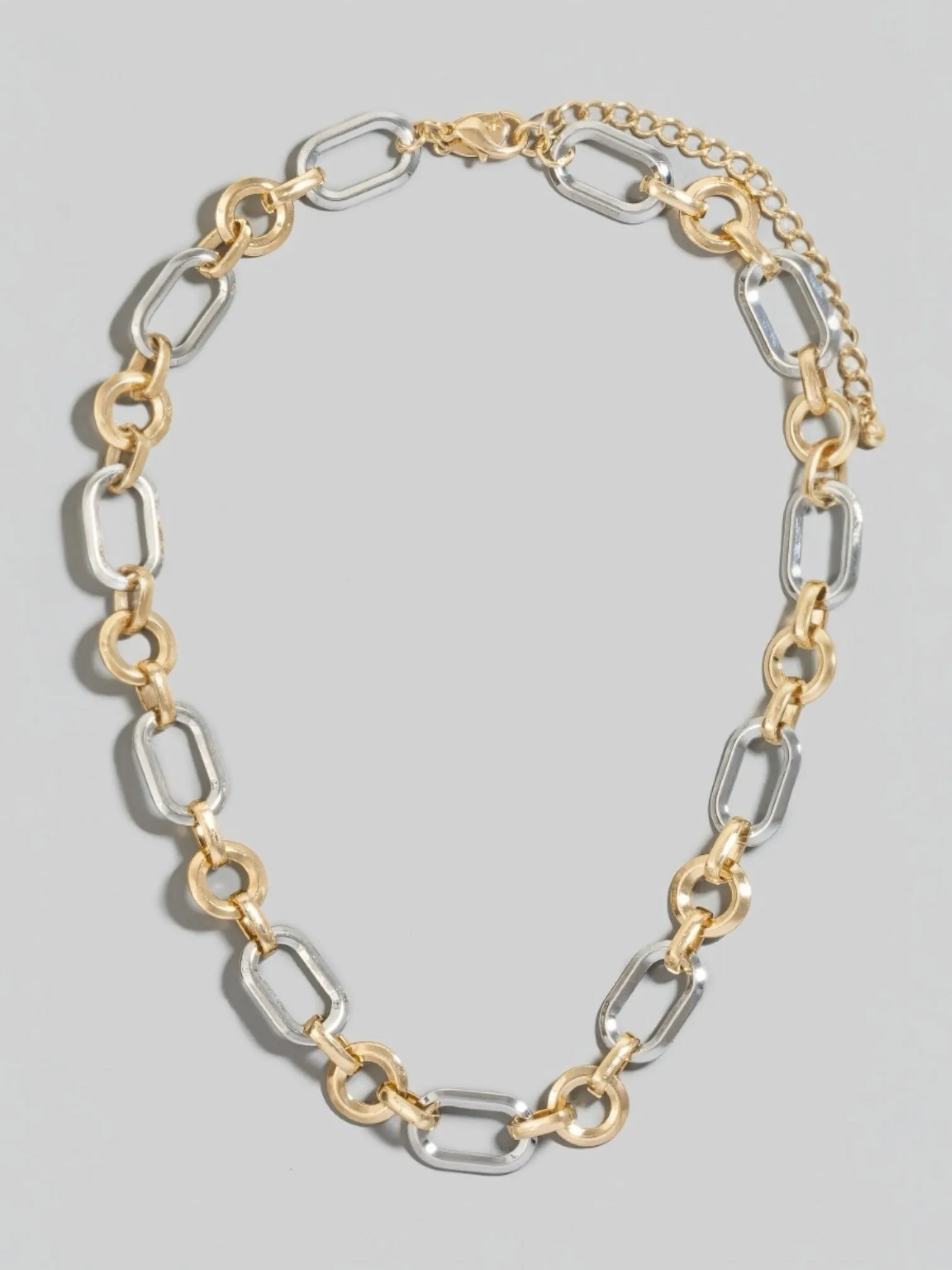 Matte Metal Tone Circle & Oval Necklace
