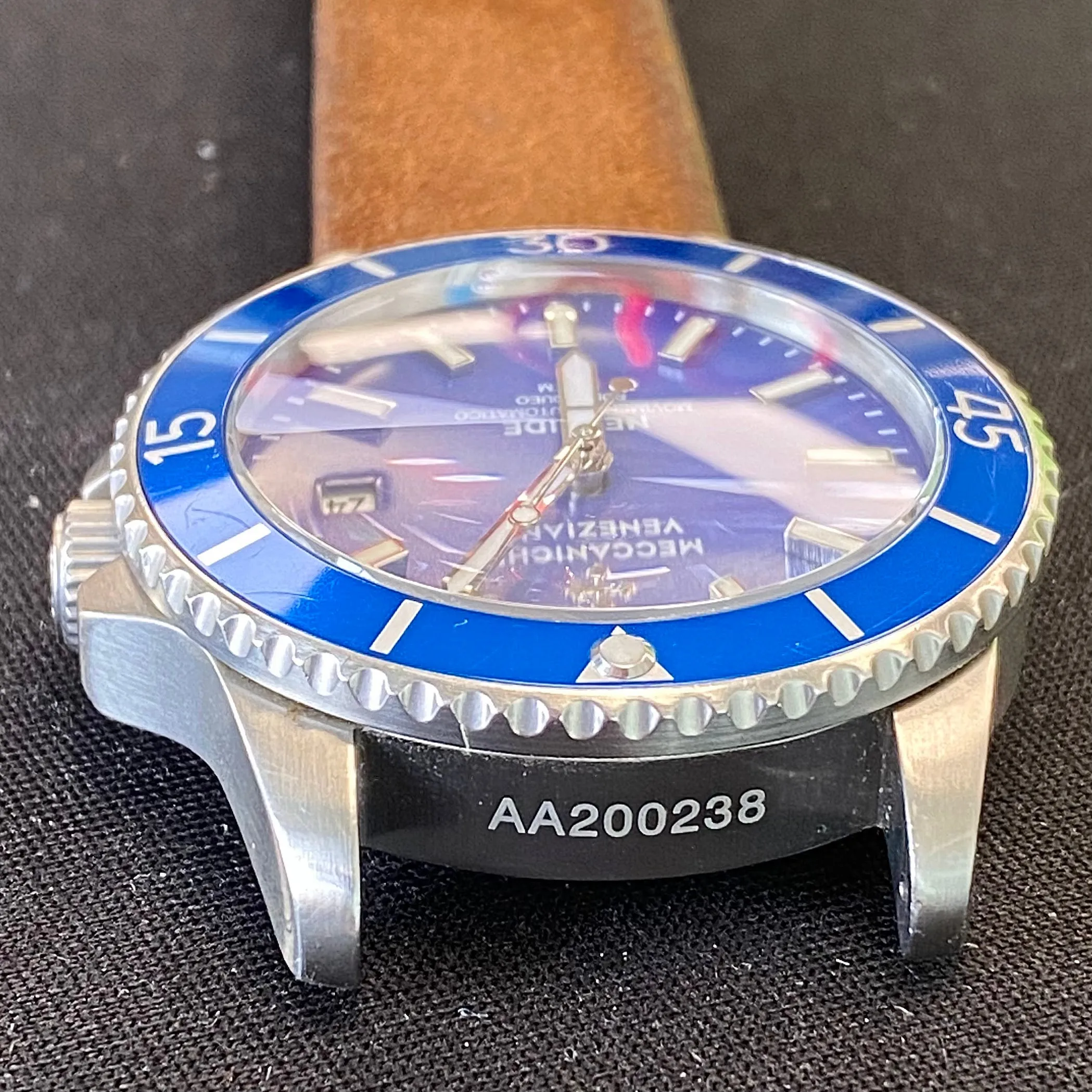 MECCANICHE VENEZIANE Nereide Automatic Watch Blue Dial & Bezel Date Diver Wristwatch - Outer Box & Papers