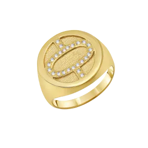 Medallion Rings with Center White Pavé Diamonds