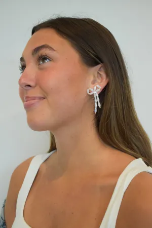 Megan Bow Drops- White