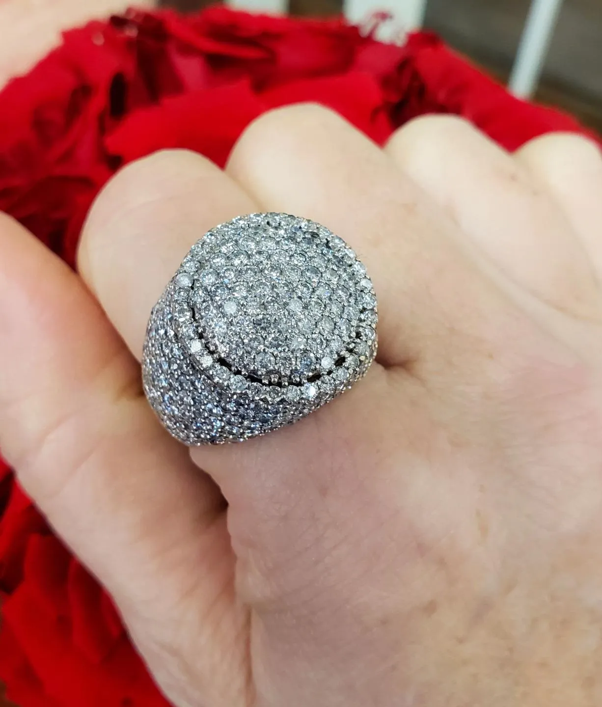 Mens 5.00ct Diamond Round XL Ring in 10k Yellow Gold
