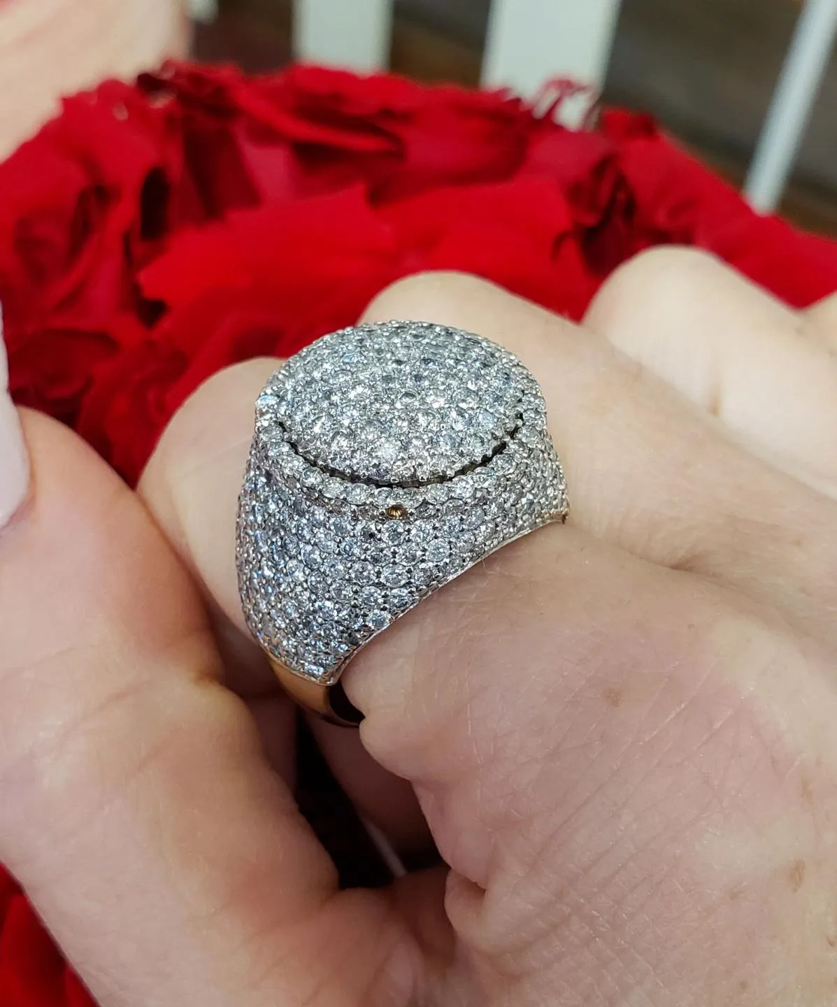 Mens 5.00ct Diamond Round XL Ring in 10k Yellow Gold