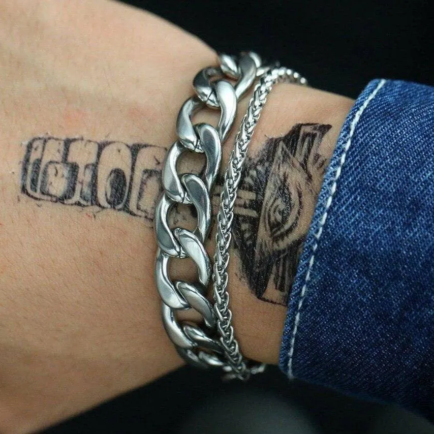 Men's Cuban Double Chain Bracelet
