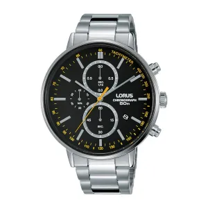Mens Silver Stainless Steel Black Face Chonograph RM355FX-9