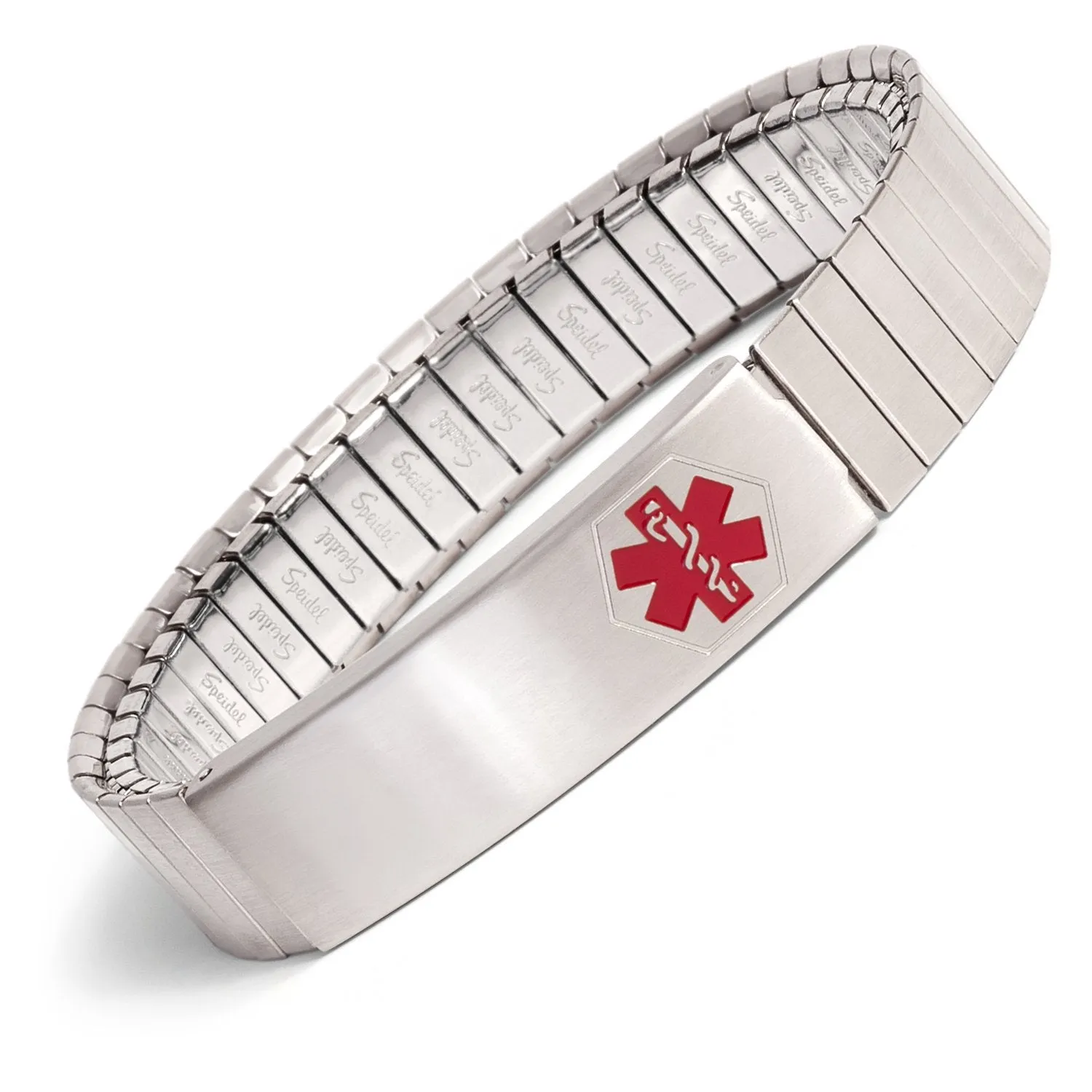 Men's Silver Tone Stainless Steel Medilog ID Bracelet with Compartment Plaque & Expansion Band