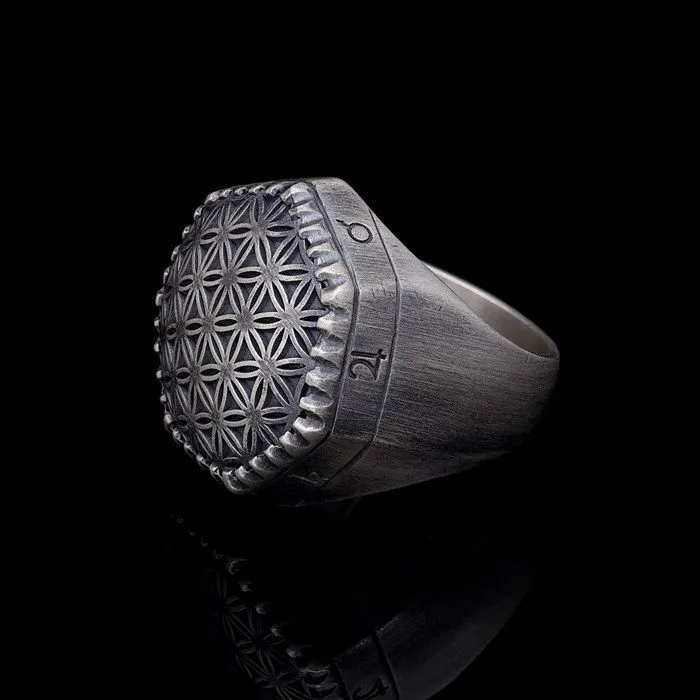Men’s Sterling Silver Flower of Life Ring