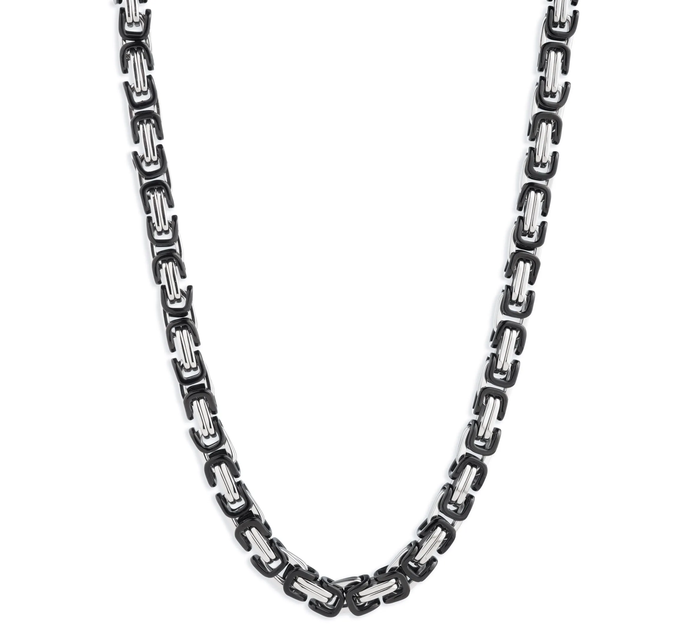 Men's Twotone Interlocked Link 22" Chain Necklace - Black