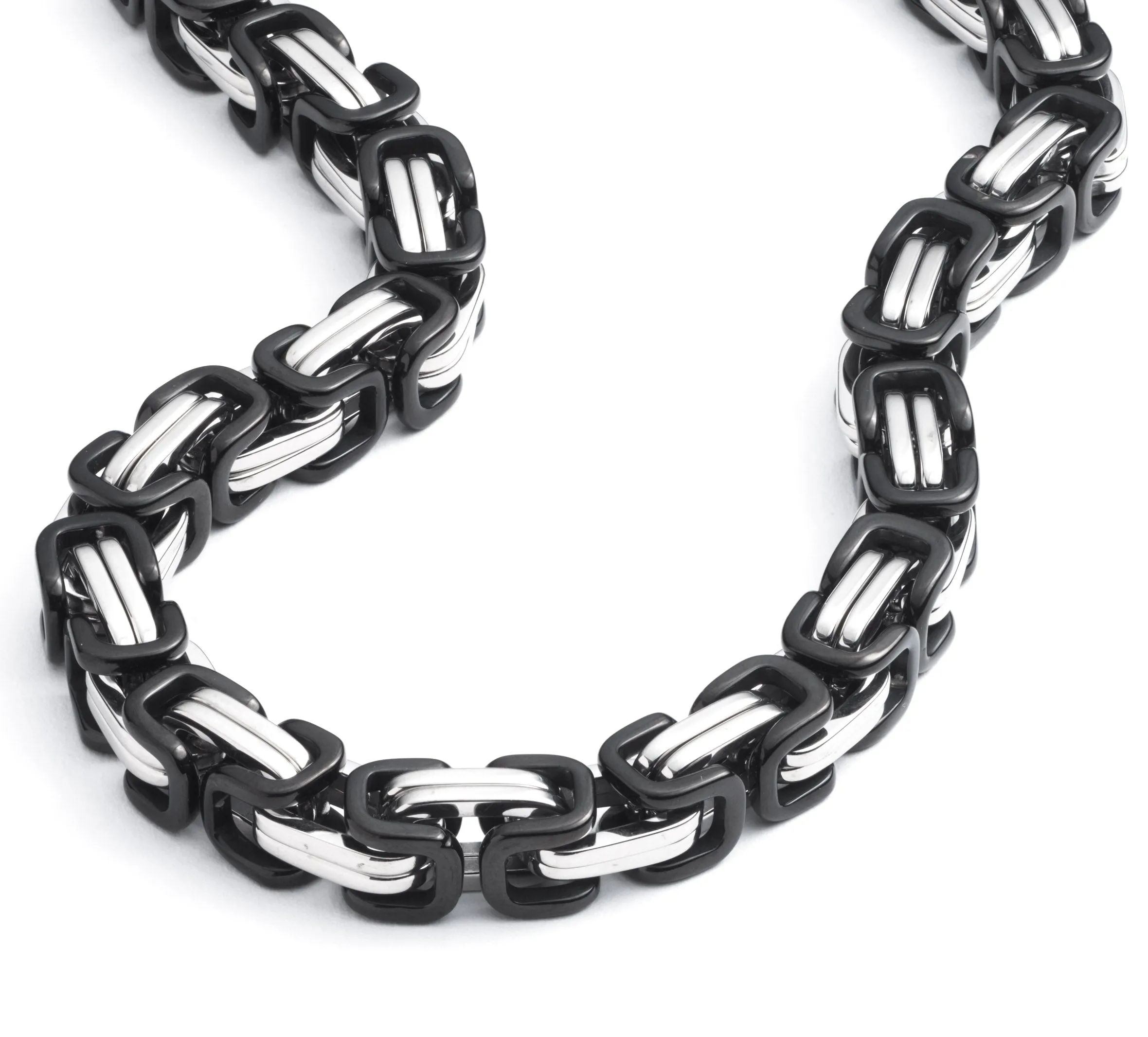 Men's Twotone Interlocked Link 22" Chain Necklace - Black