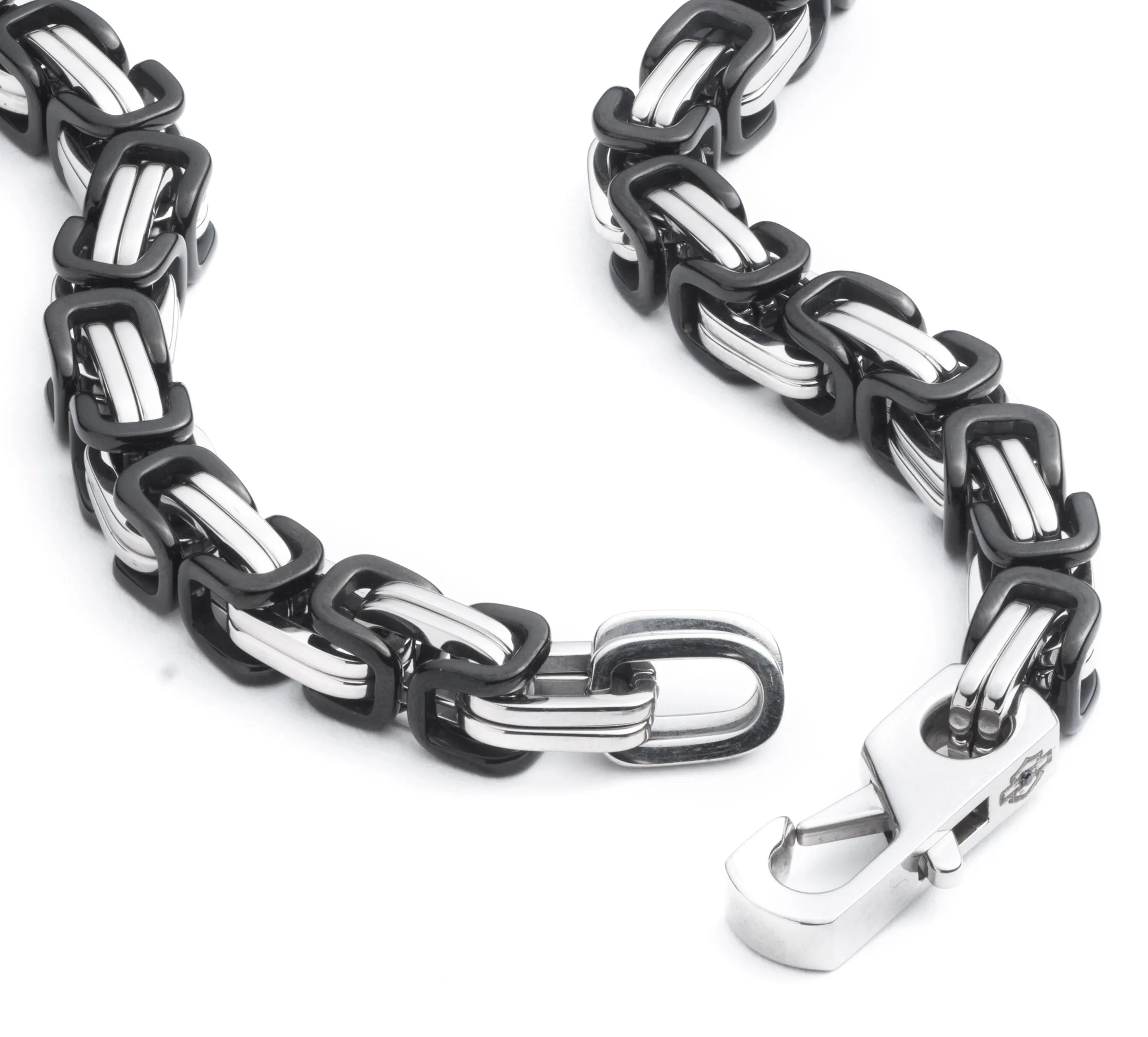 Men's Twotone Interlocked Link 22" Chain Necklace - Black