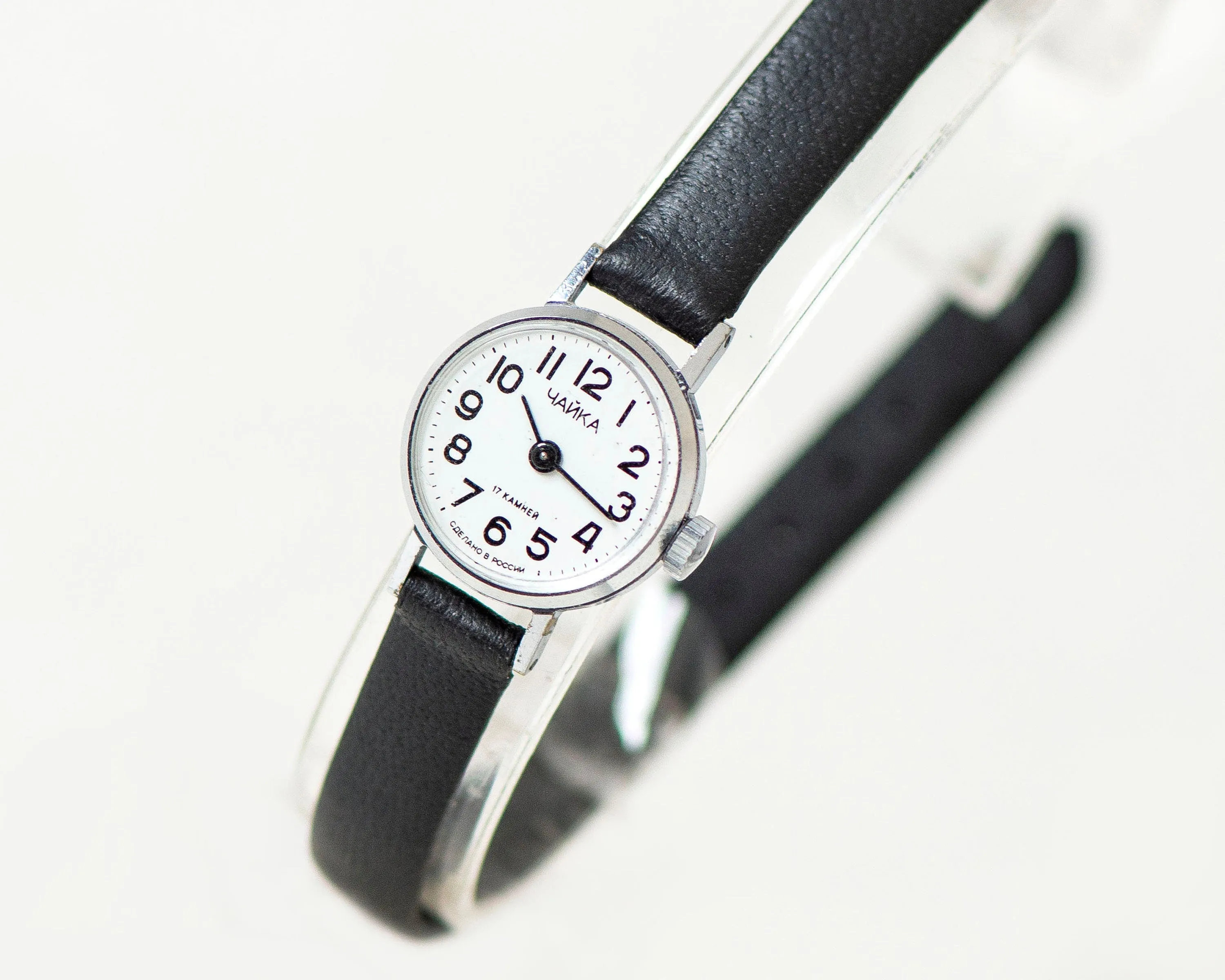 Micro watch for women simple Seagull, Arabic numerals watch for girlfriend, unique lady's watch small silver shade, new premium leather band