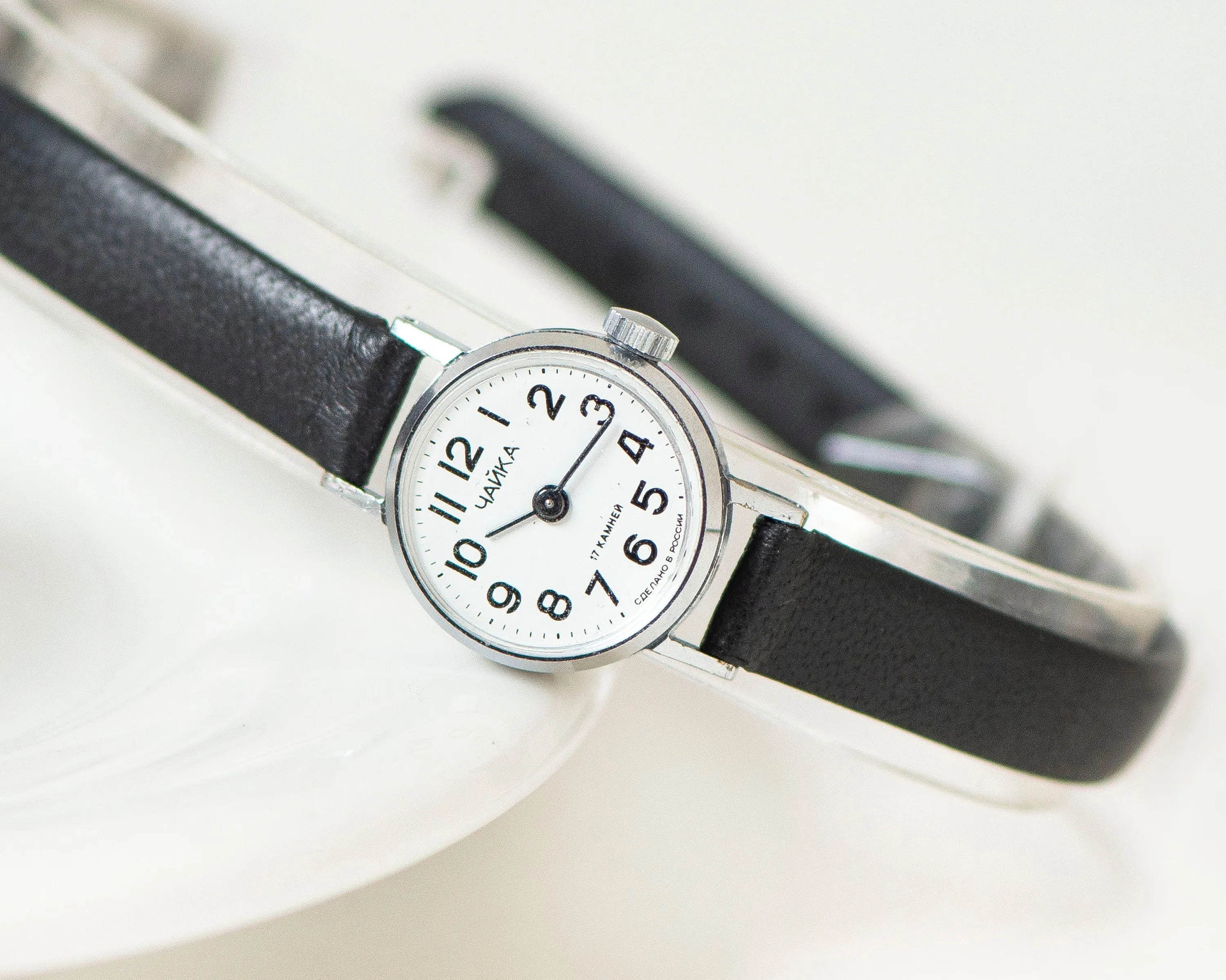 Micro watch for women simple Seagull, Arabic numerals watch for girlfriend, unique lady's watch small silver shade, new premium leather band