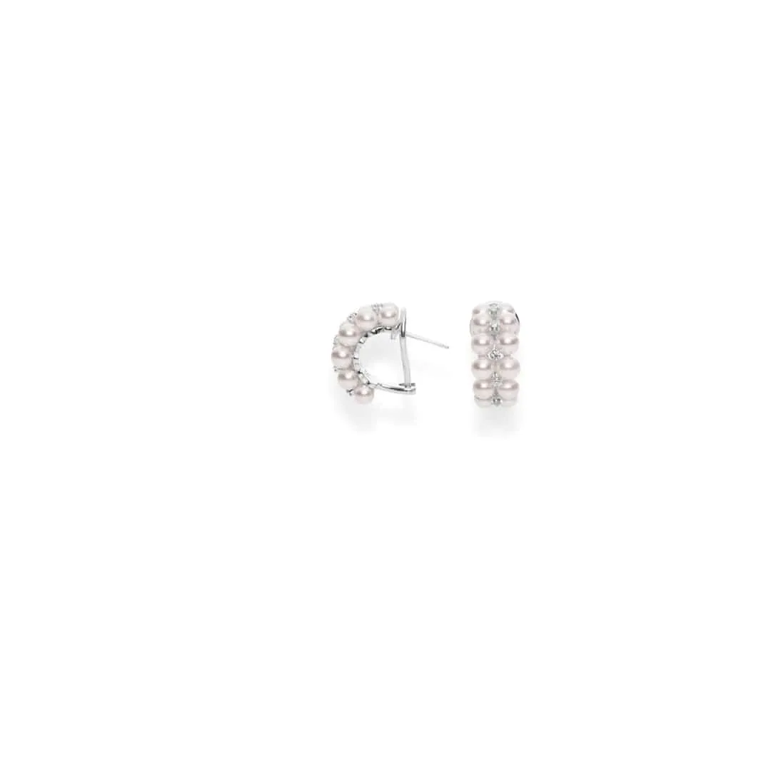Mikimoto Akoya Cultured Pearl and Diamond Cluster Earrings