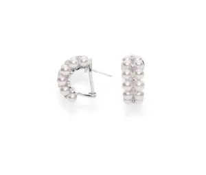 Mikimoto Akoya Cultured Pearl and Diamond Cluster Earrings