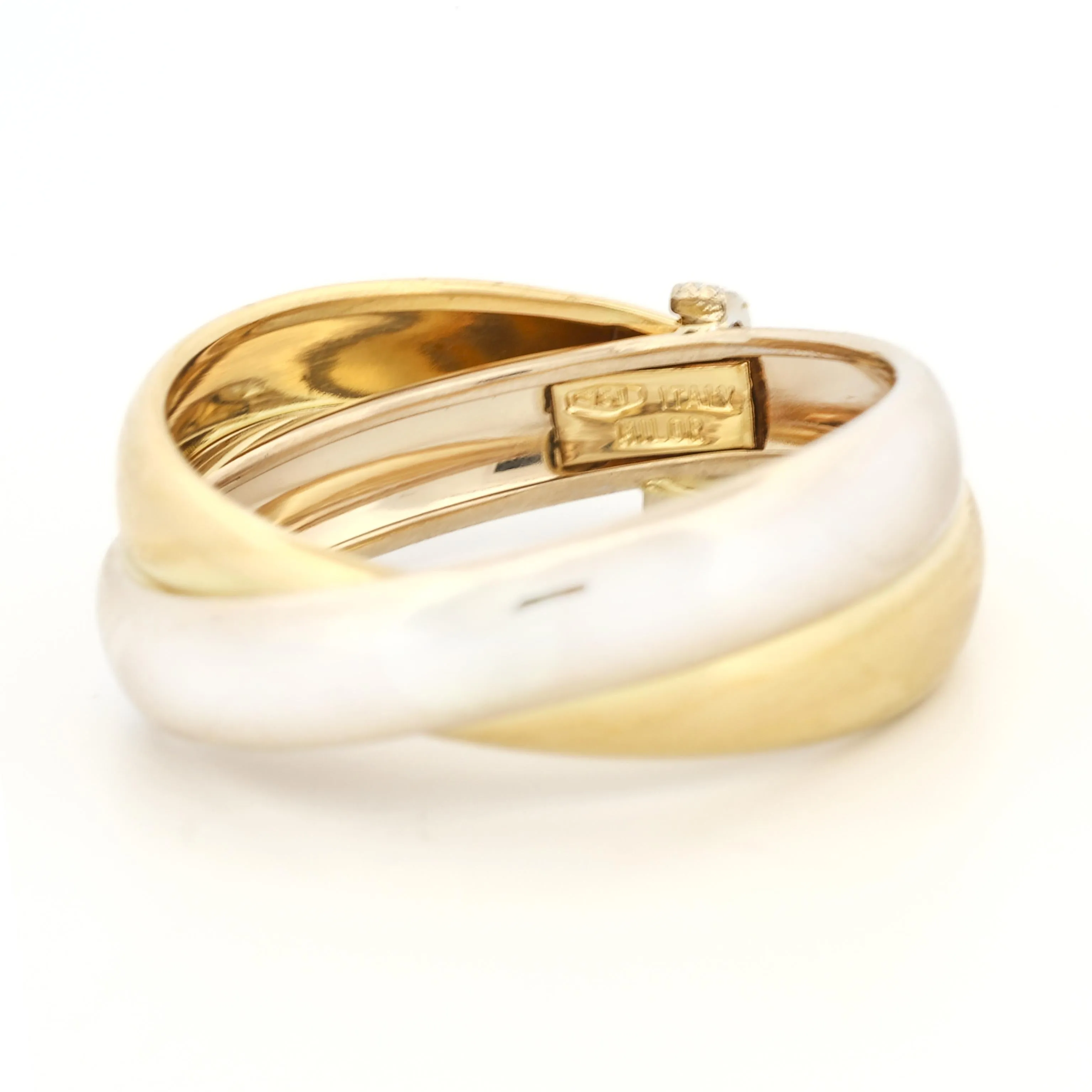 Milor Crossover Bands with Diamonds 18k White and Yellow Gold Ring