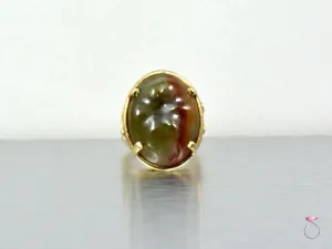 Ming's Hawaii Bi-Color Boulder Cabochon Jade in 14K Gold