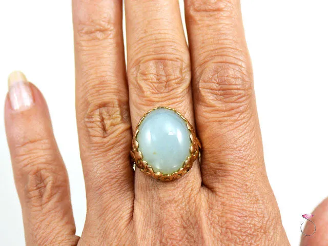 Ming's Hawaii Green Jade Bamboo Ring in 14K