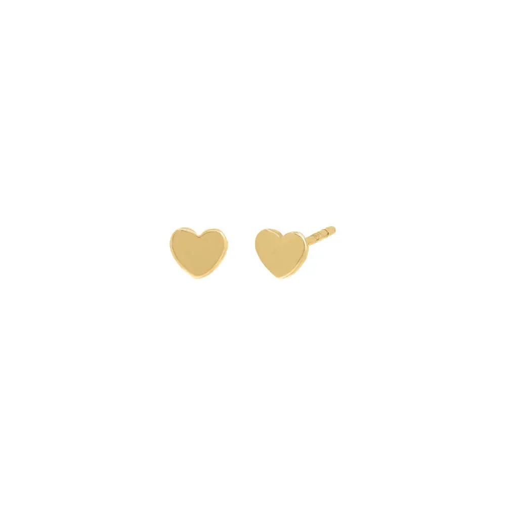 Mini Solid Heart Stud Earring 14K