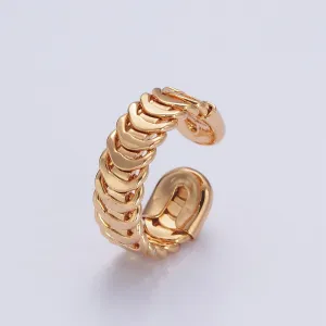 Minimalist Gold Unique Curb Chain Link Adjustable Ring O-477