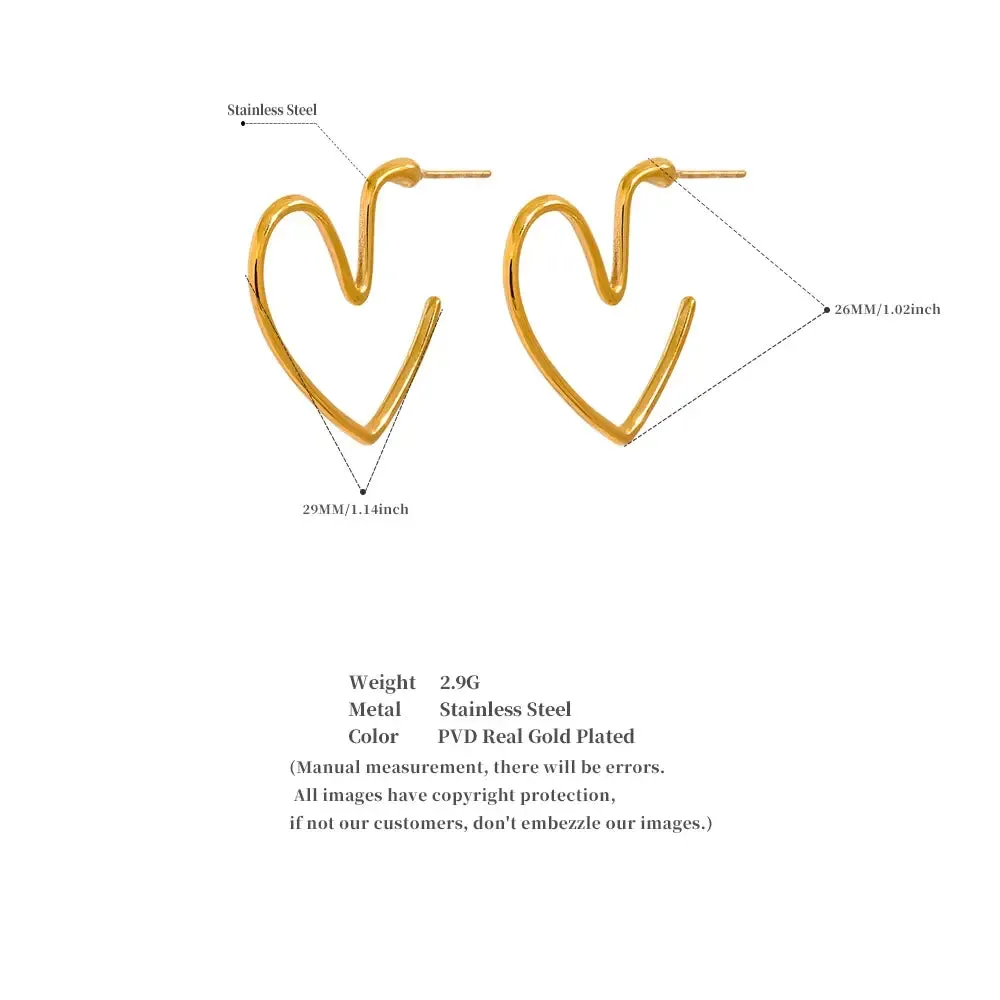 Minimalist Heart Thin Earrings