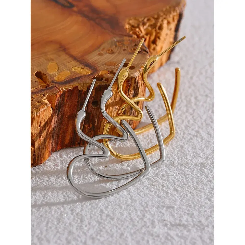 Minimalist Heart Thin Earrings