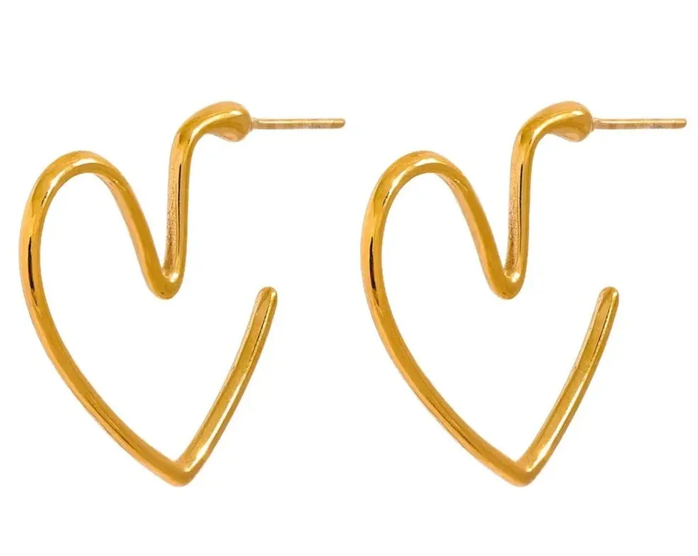 Minimalist Heart Thin Earrings