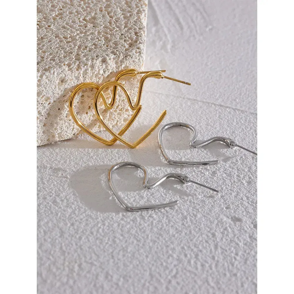 Minimalist Heart Thin Earrings